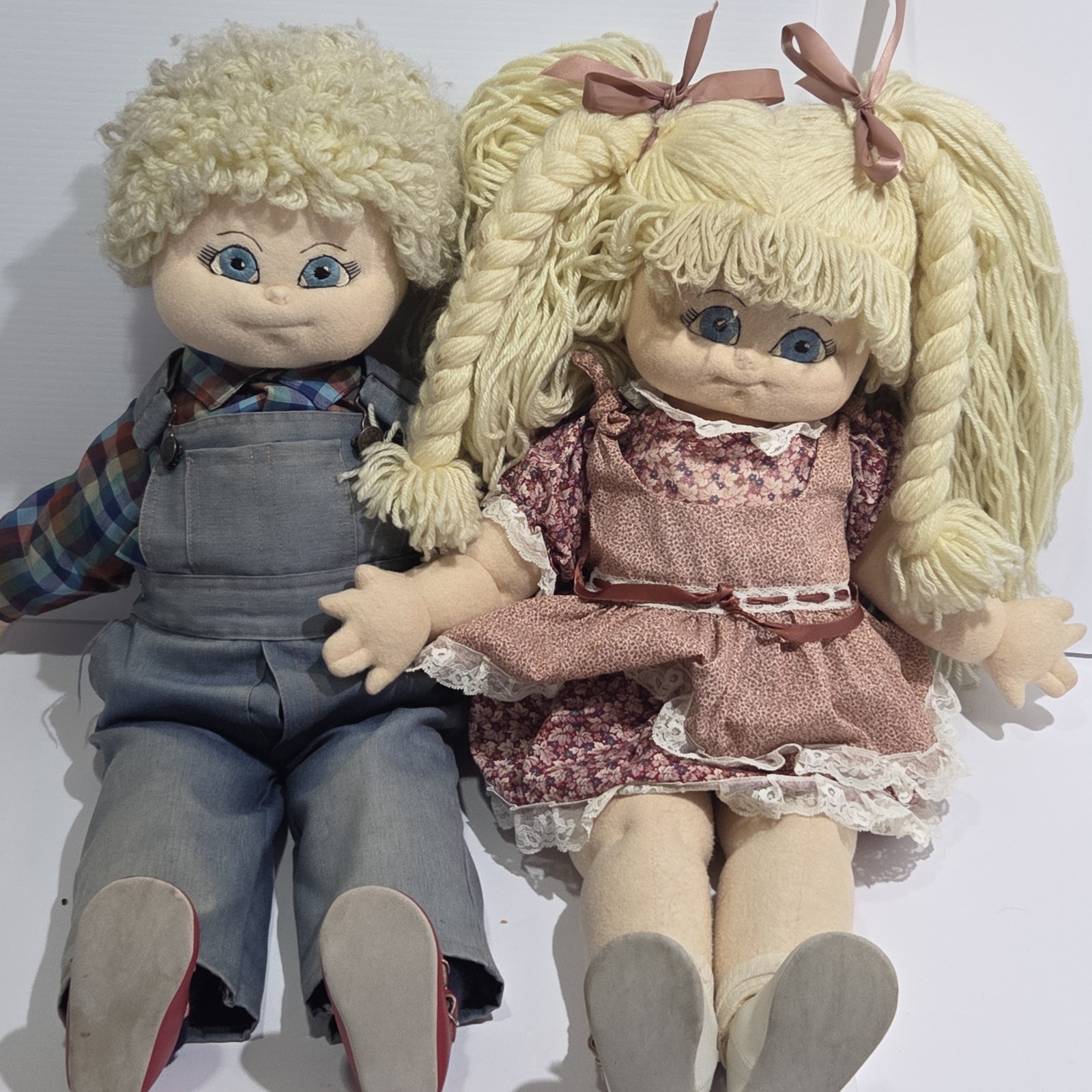VTG 1984 Candy Kiddie Soft Sculpture Dolls Pair Irena Signed 24″ Life Size RARE