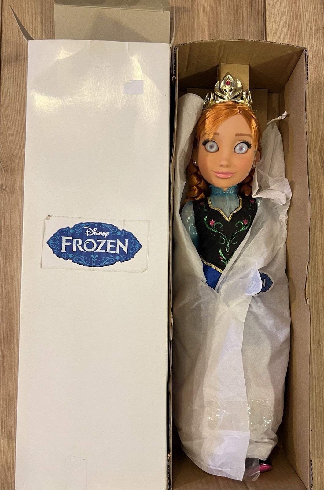 Disney Frozen Anna Doll 18″ Jakks Pacific Tiara Necklace Earrings NEW 2014