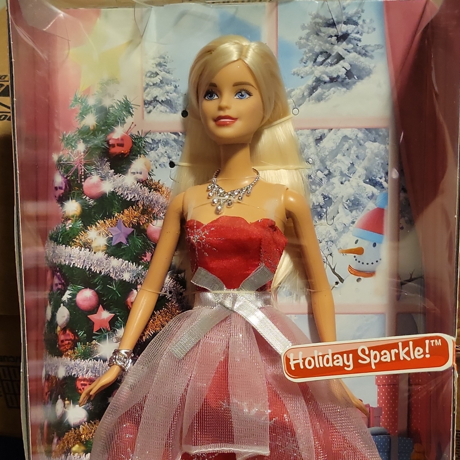 Holiday Sparkle Fashion Doll Blonde Hair Red Dress Christmas Theme