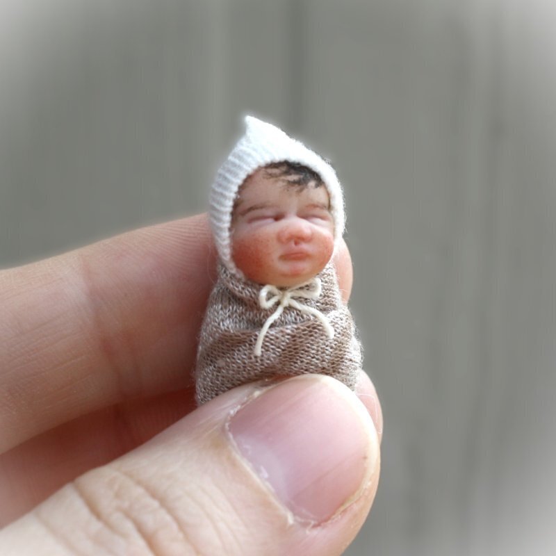 ~ Tiny 1:12 Scale OOAK Bundle Baby Boy Sculpted from Polymer Clay by YivArtDolls