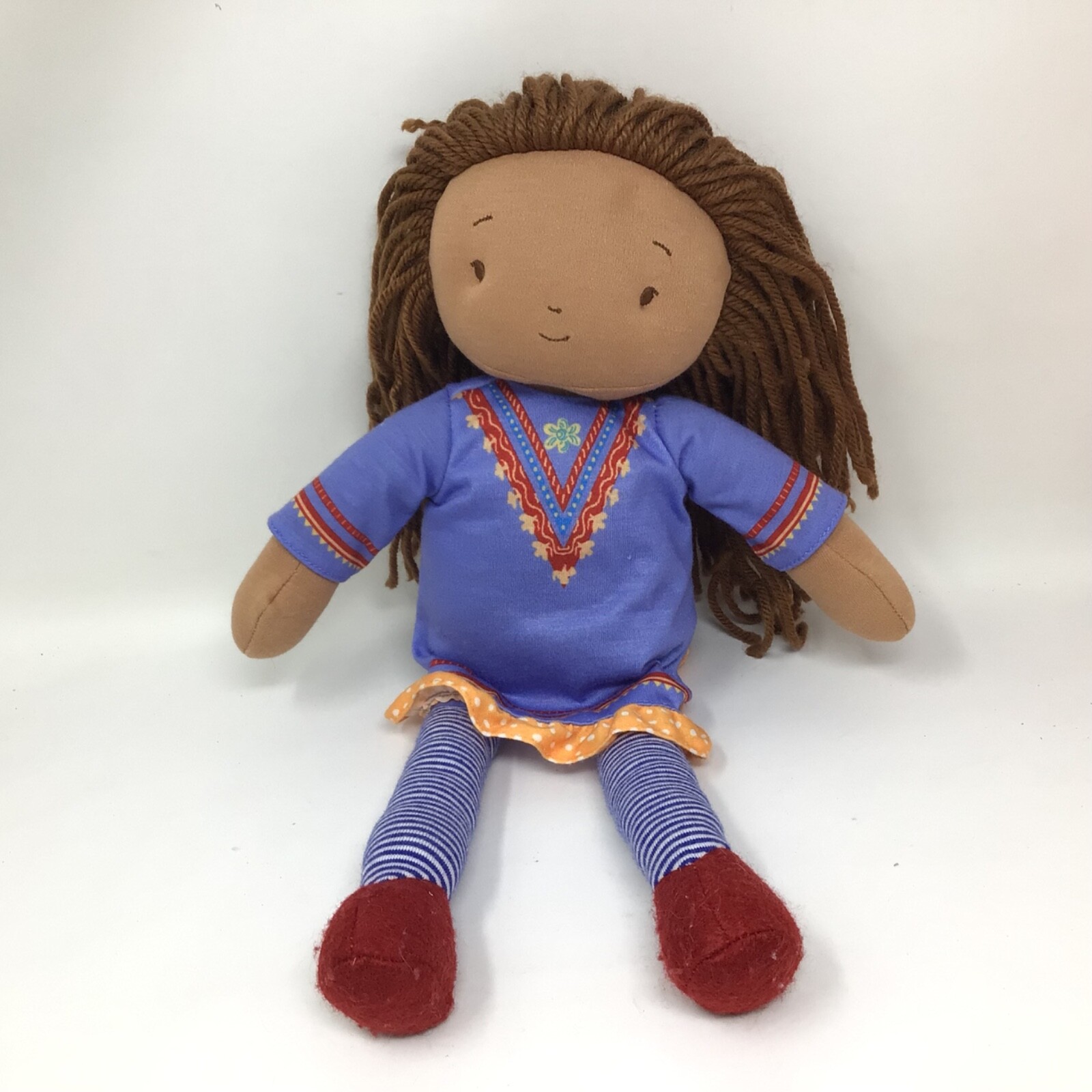Bunnies by the Bay Imani Global Sisters Doll 13″ Brown Yarn Hair Purple Dress