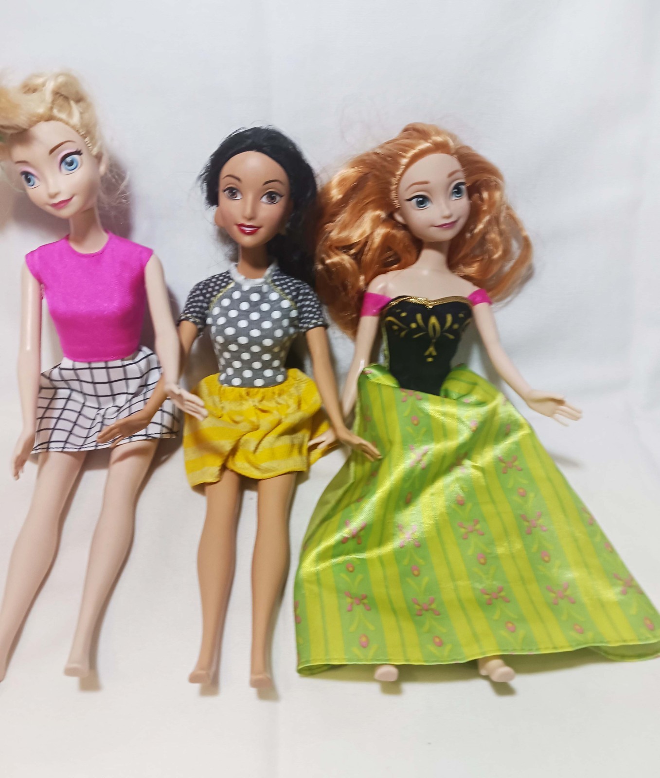 Various Lot of (3) Random Size Mattel Dressed Girl Dolls Clothes Included