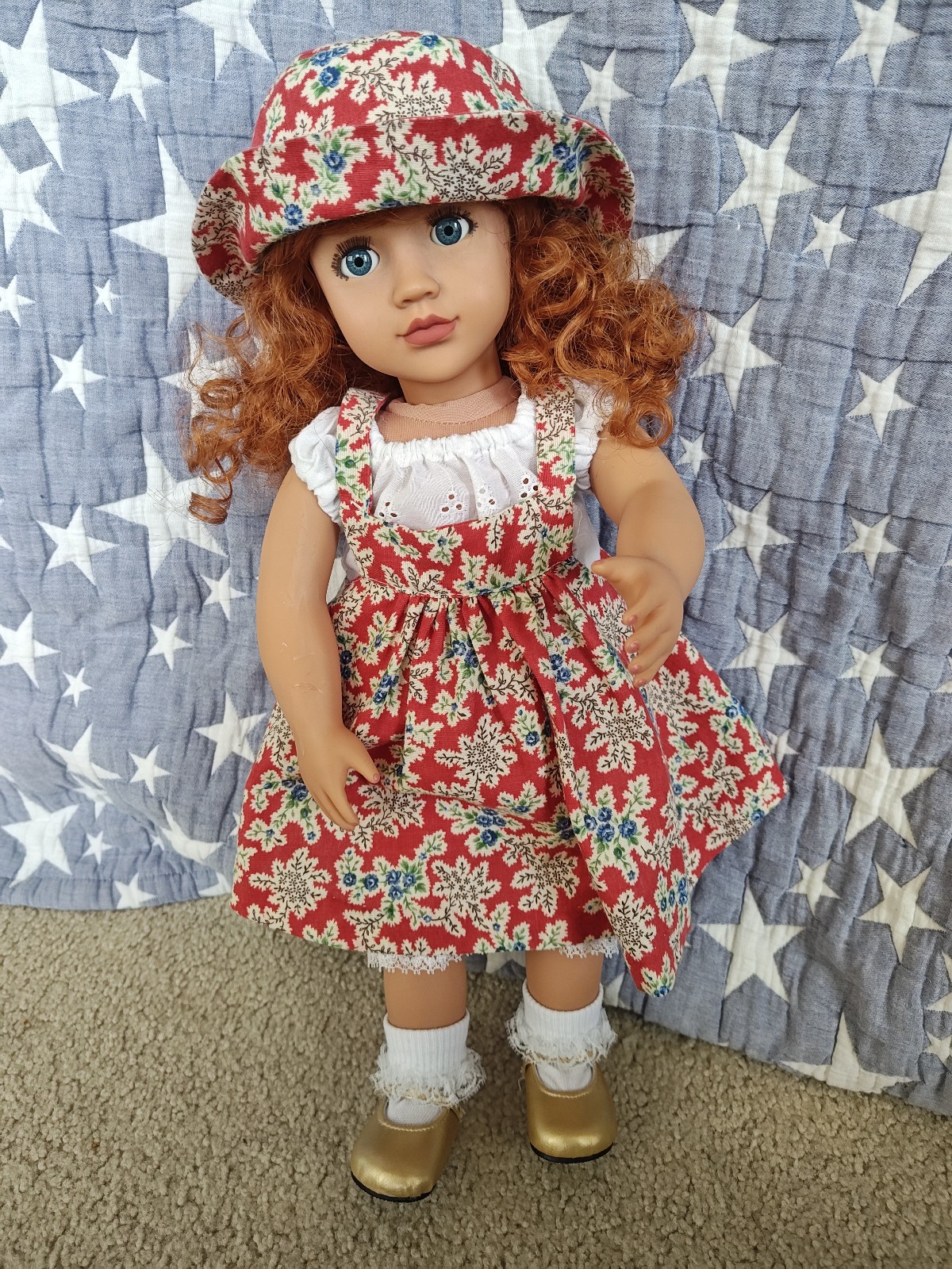 Jana Custom Our Generation Doll OOAK Curly Red Wig Painted Face