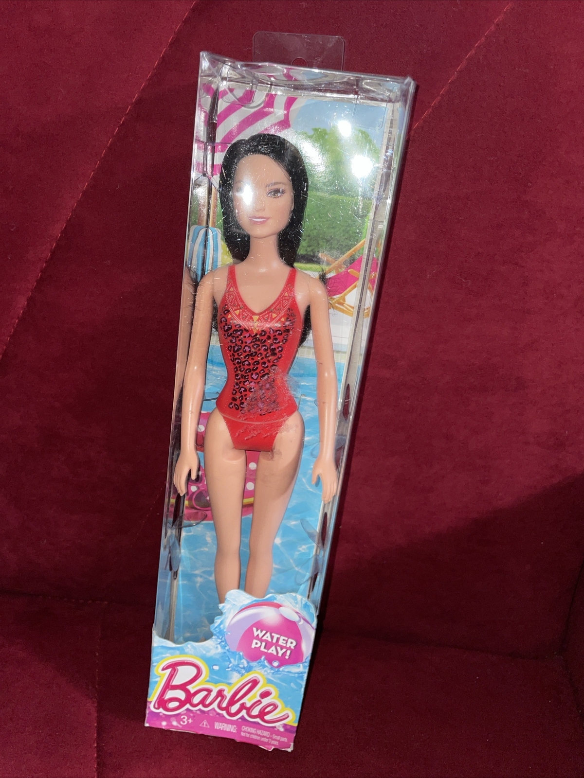 2014 Barbie Water Play Beach RAQUELLE Doll in Red Leopard Print Swimsuit C196B