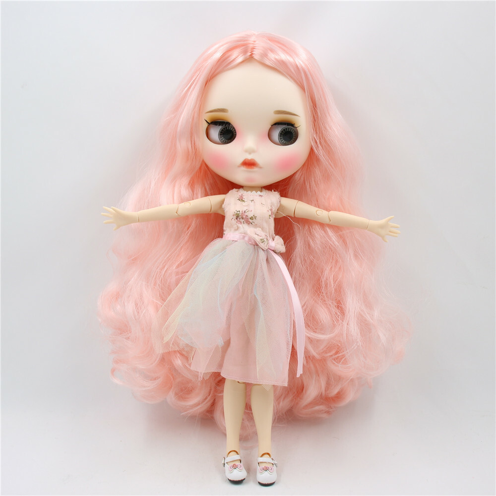 12″ Factory blythe Doll Long pink mix hair new matte face eyebrows carved lips