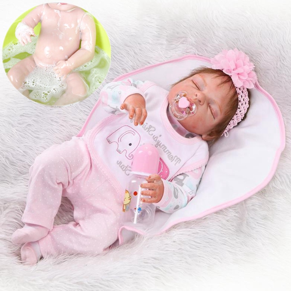 Lifelike Waterproof Reborn Baby Dolls Newborn Girl Doll Full Body Vinyl Silicone