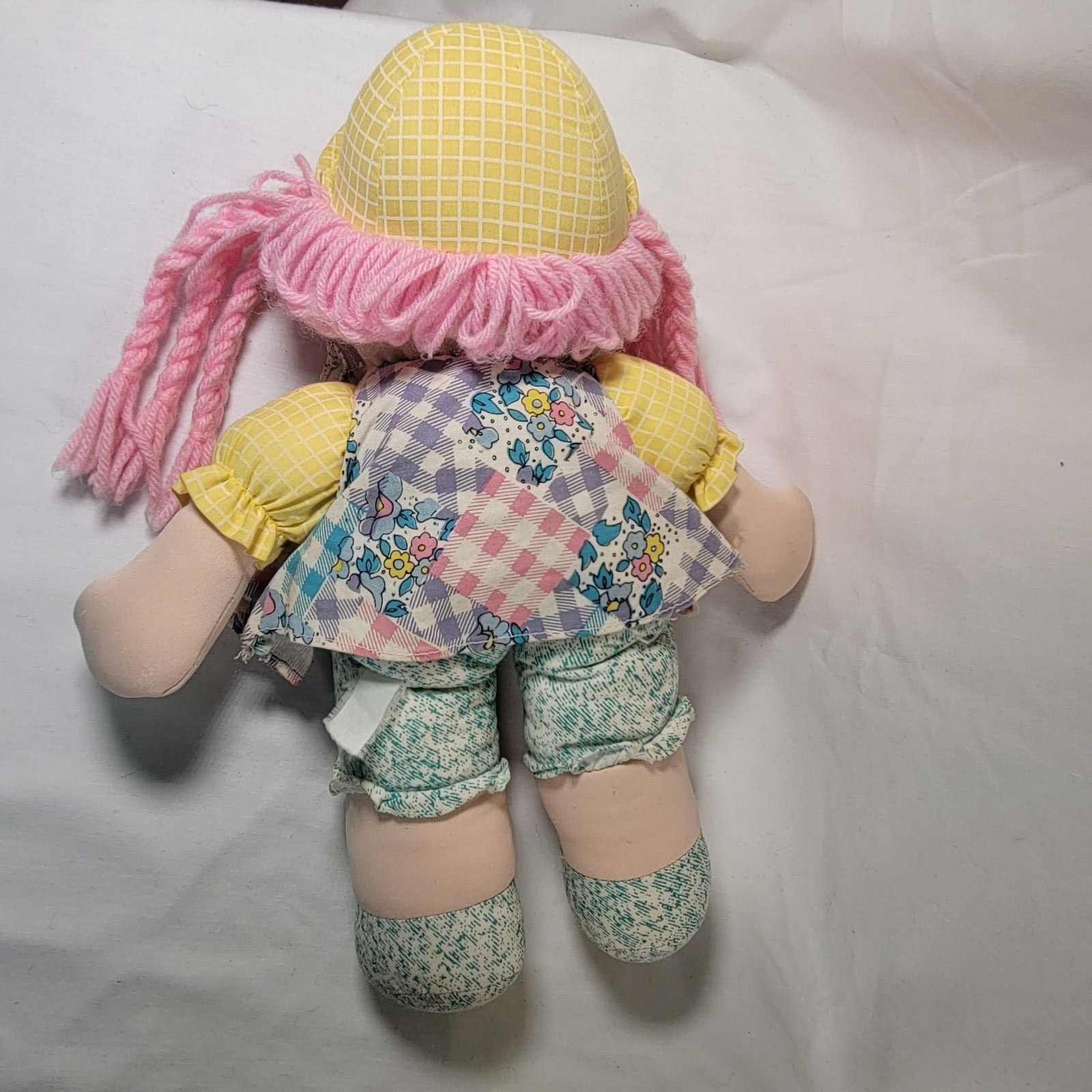 Vintage Cloth Doll Pink Braid Yarn Hair