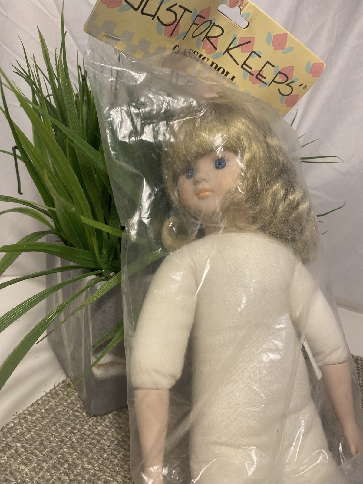 16” Just For Keeps Classic VINTAGE Doll W/Blonde Hair and Pink Bow NO CLOTHES
