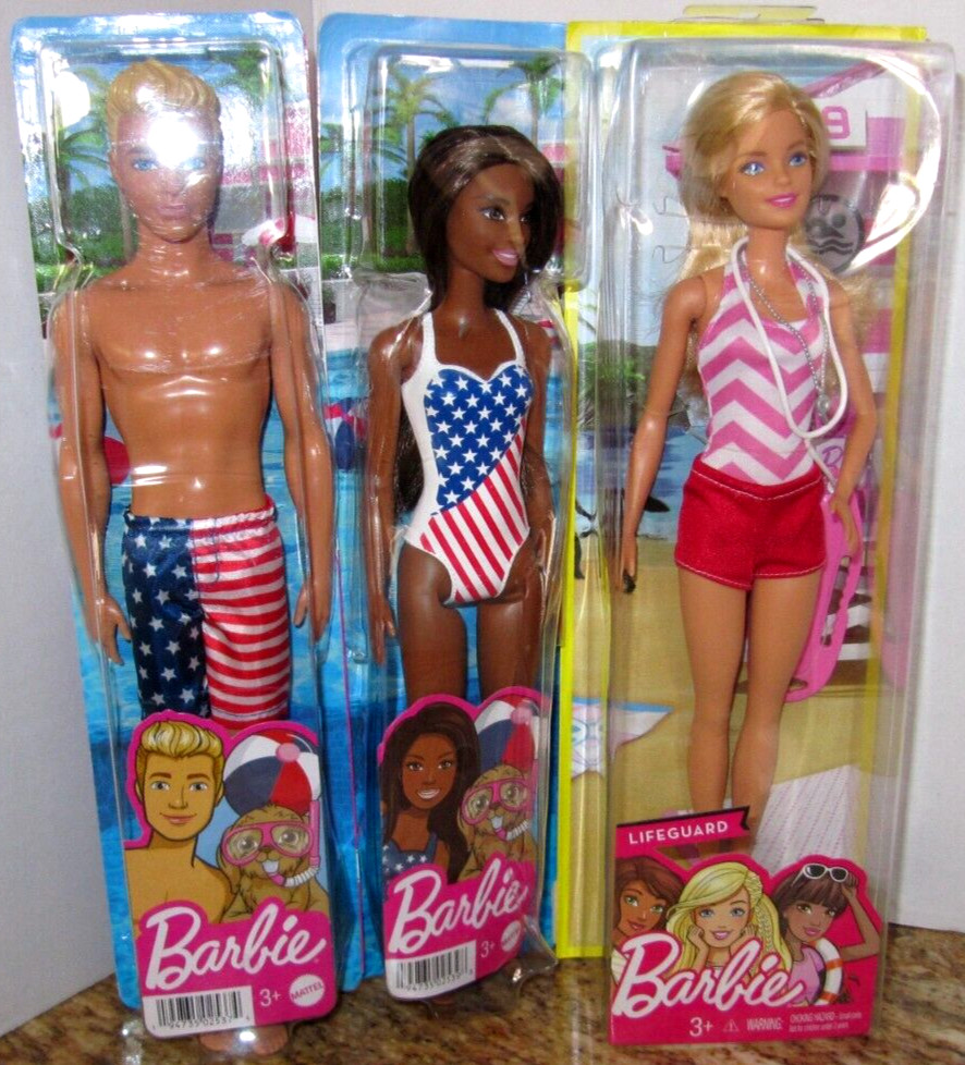 Barbie & Ken Beach Fun lot of 3 dolls/NEW/MINT/NRFB/2016/2021