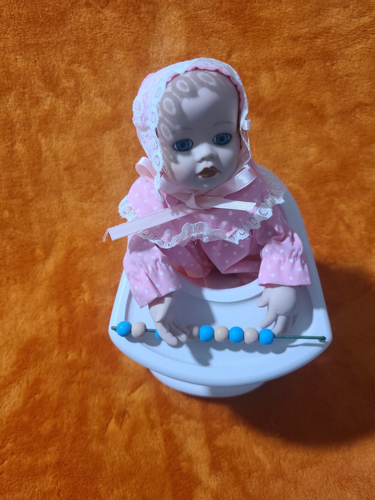 Porcelain Musical Vintage Wind Up Girl Doll Baby by Geppeddo – in Walker!