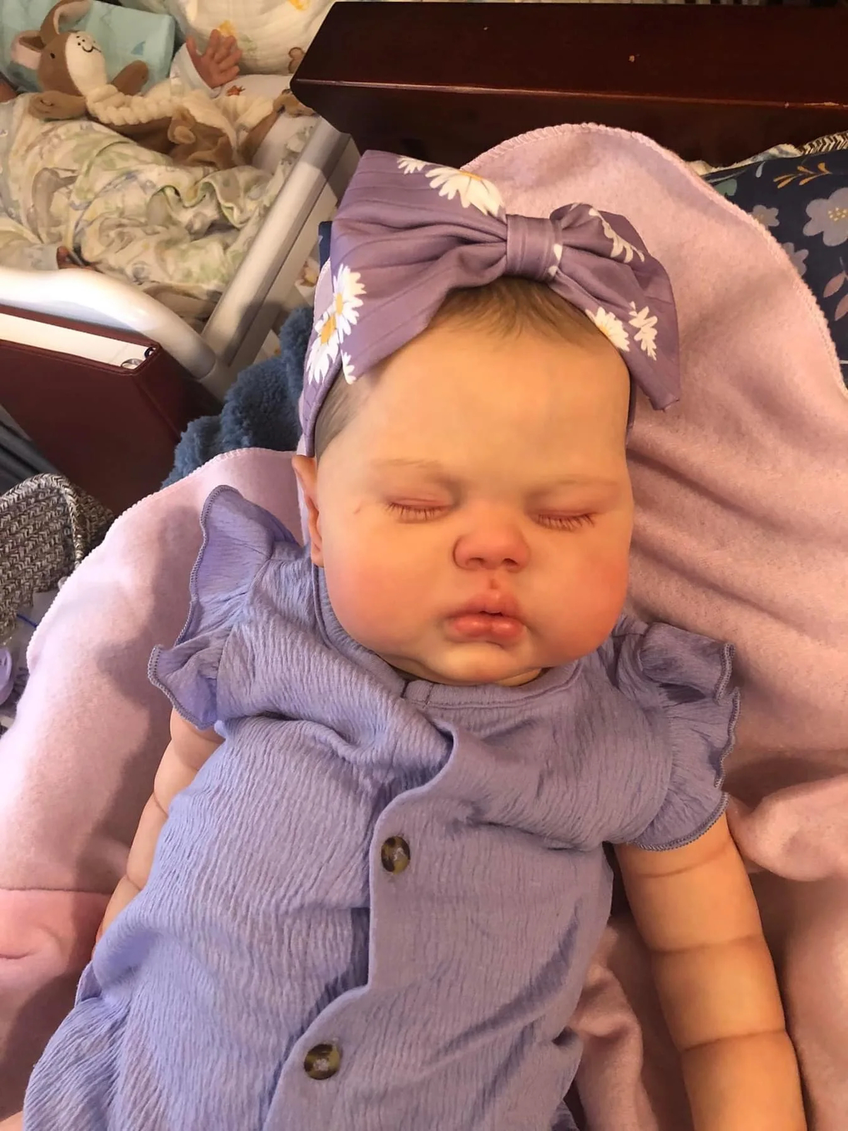 24inch Asleep BabySoft Cloth Body Reborn Toddler Painted Hair Cuddly Baby Girl
