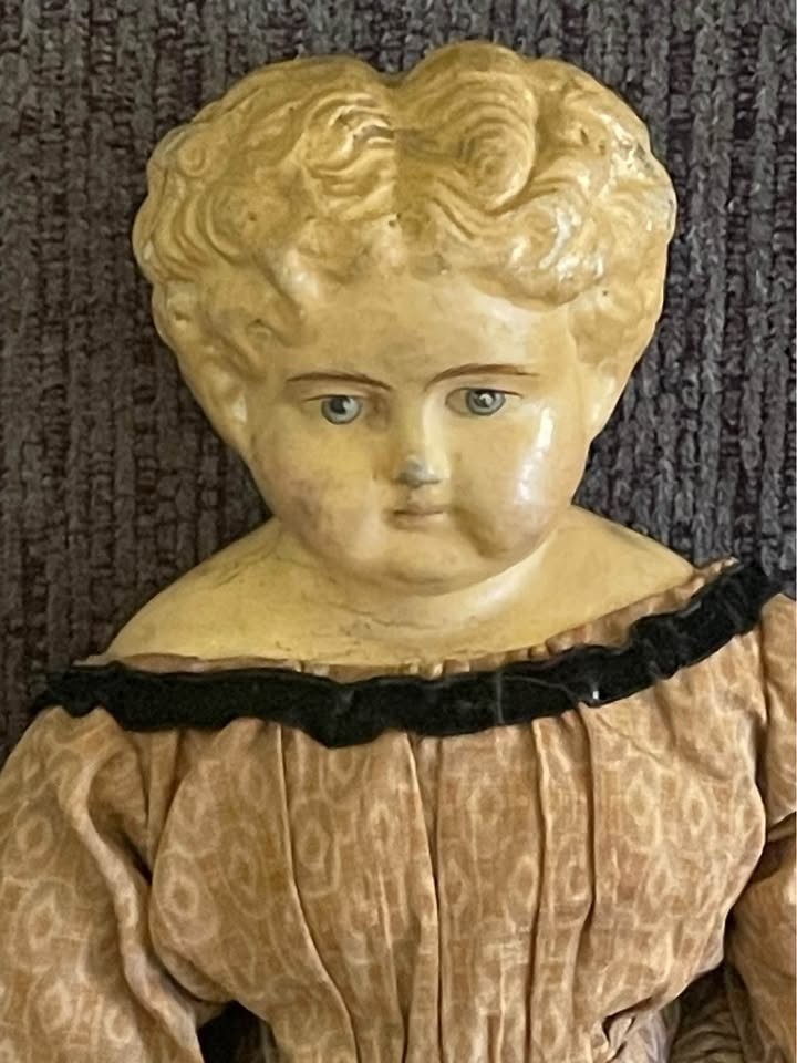 Antique German Doll 19th Century Muller & Strassburger Maker? Paper Mache 17″
