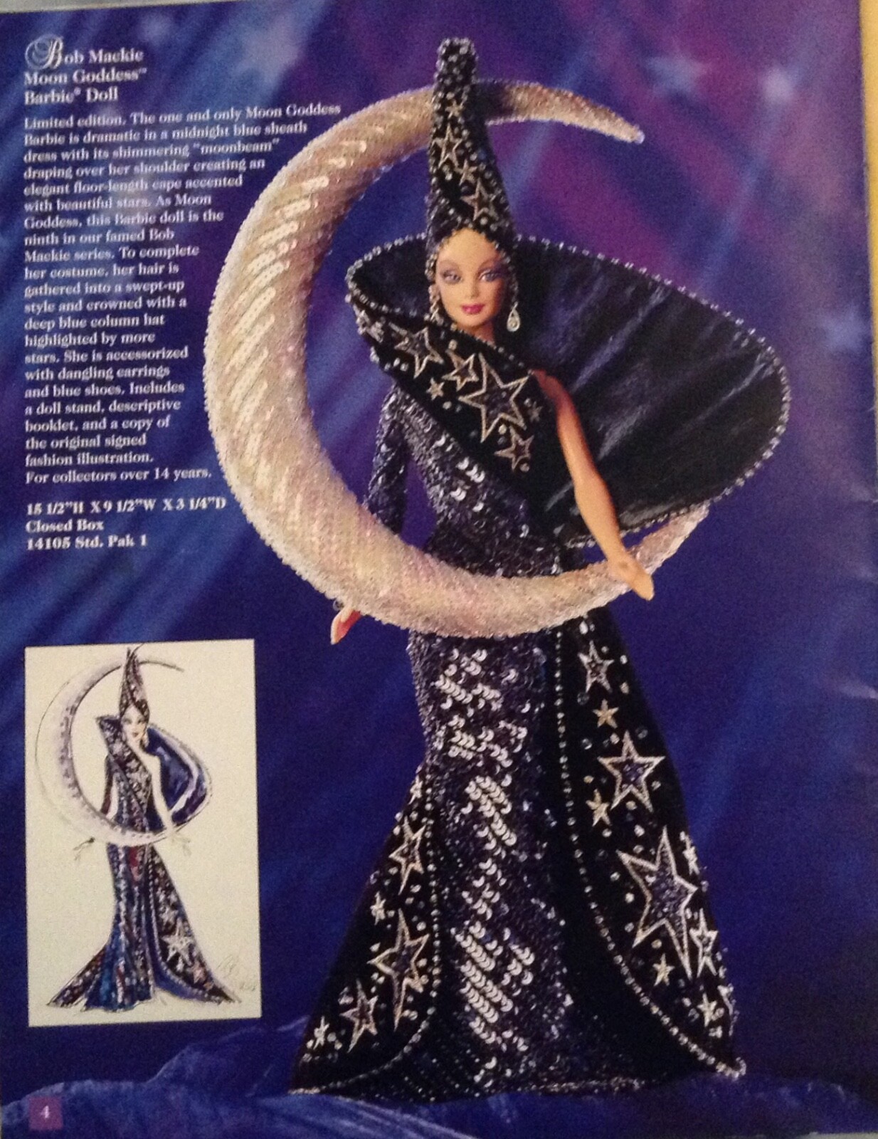 NIB Original Shipper Bob Mackie Moon Goddess 14105 9993 Barbie Doll