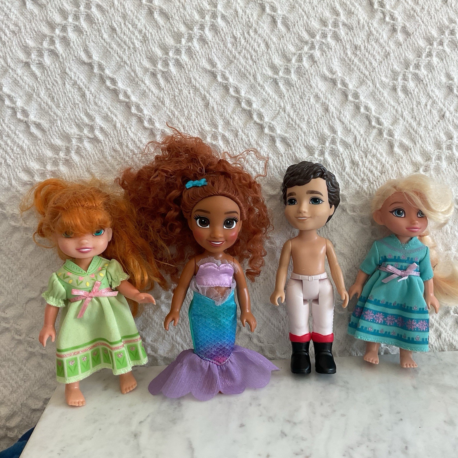 4-Jakks Pacific Disney 6” Petite Toddler Dolls Anna Elsa Eric Ariel