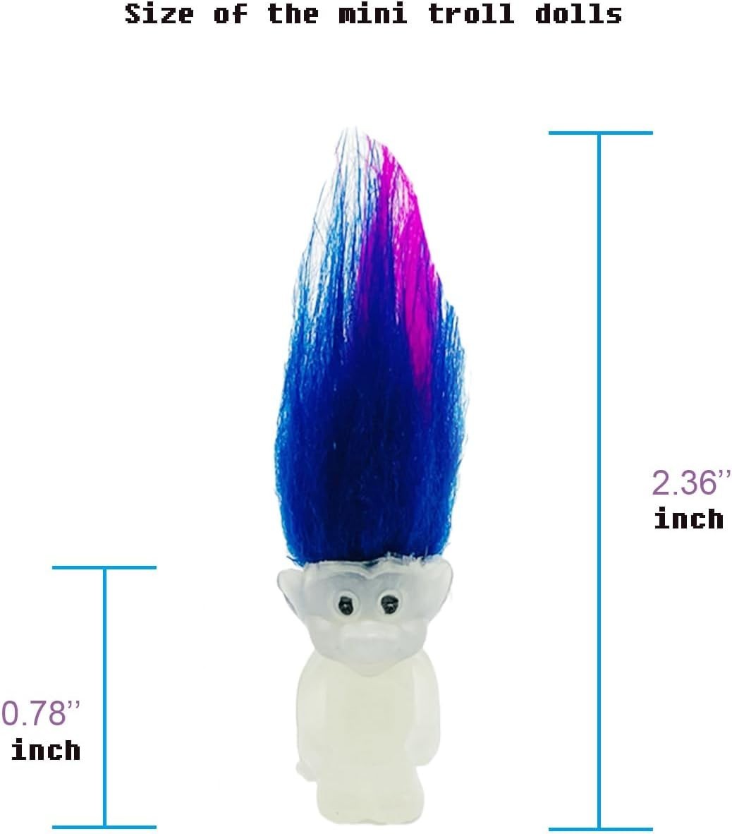 10Pcs Luminous Mini Troll Dolls Glow in the Dark Vintage Action Figures Troll Do