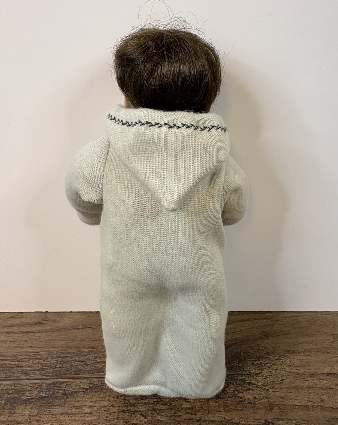 Ashton Drake 8” Boy Doll Bendable Limbs Dark Brown Hair Gray Coat Wrap