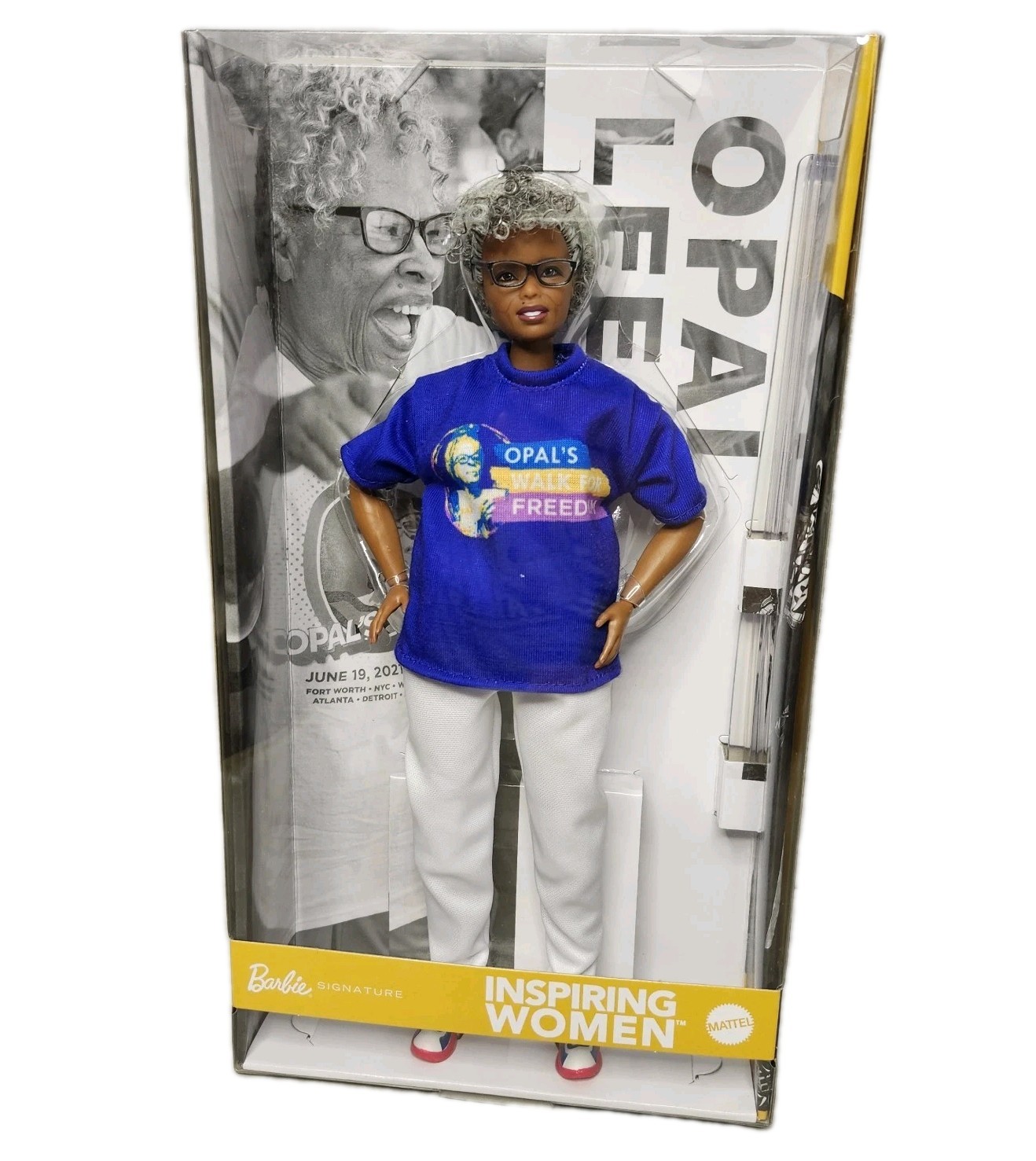 2026 Opal Lee Barbie Curvy Doll Inspiring Women Opal’s Walk T-shirt JJX60 NRFB