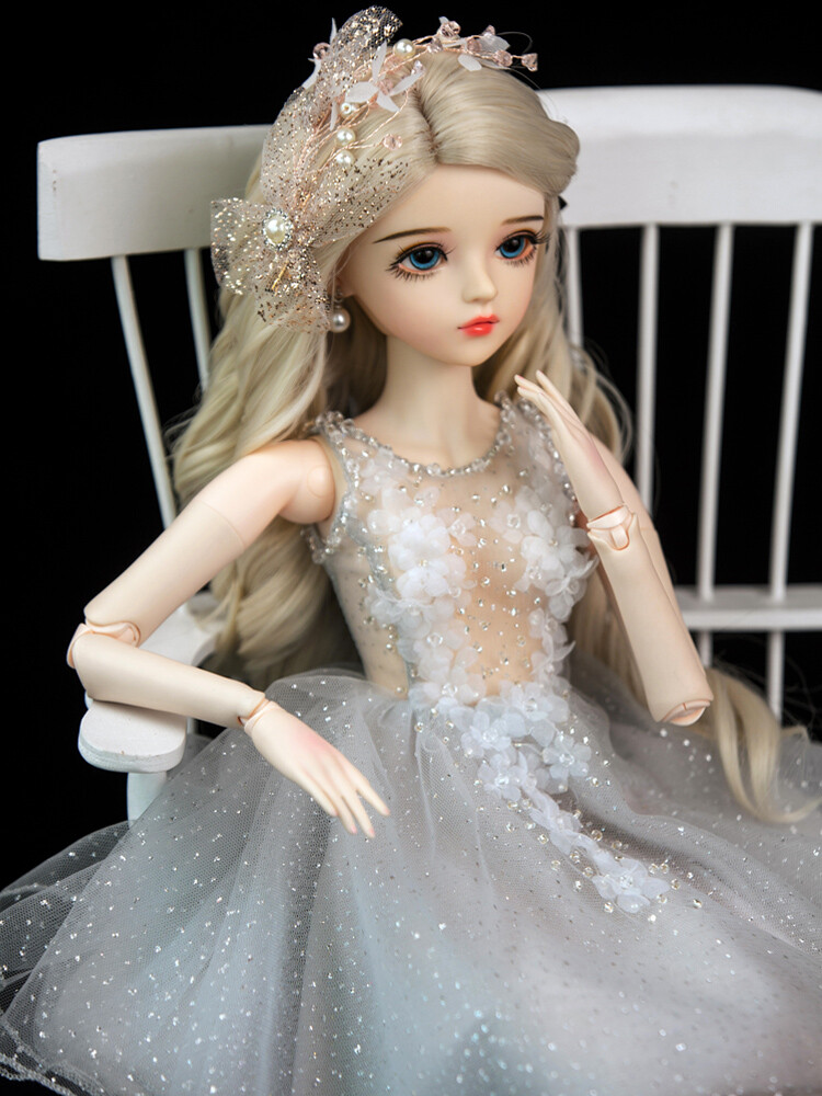 1/3 BJD Doll Moveable Joint with Face Makeup Removable Eyes Dress Wigs Full Set