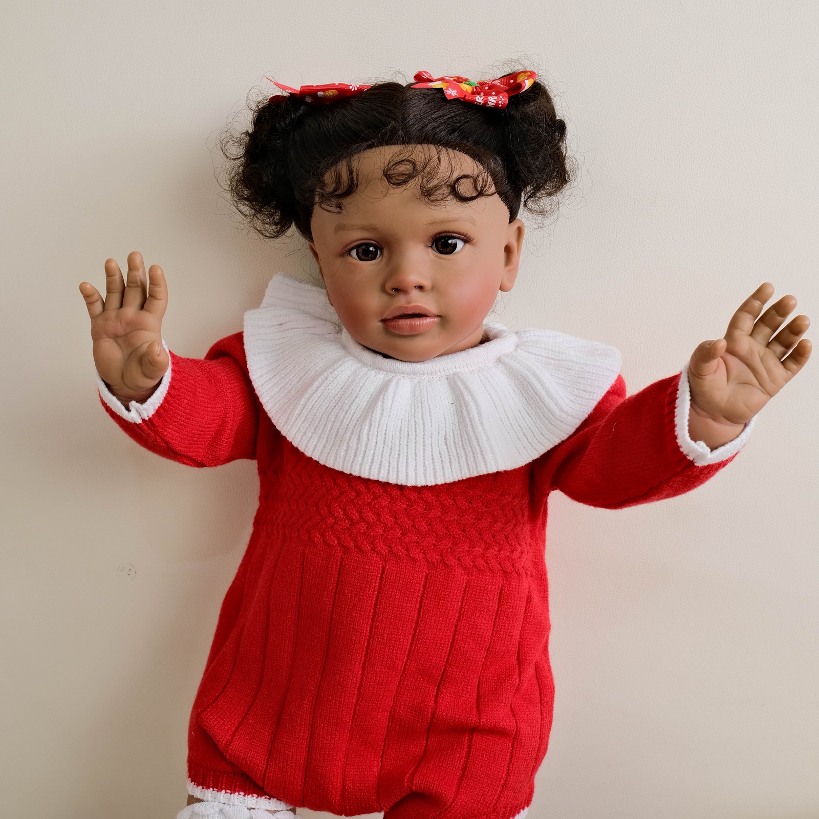 26 Inch Lifelike Reborn Baby Dolls Big Size African American Toddler Cloth Body