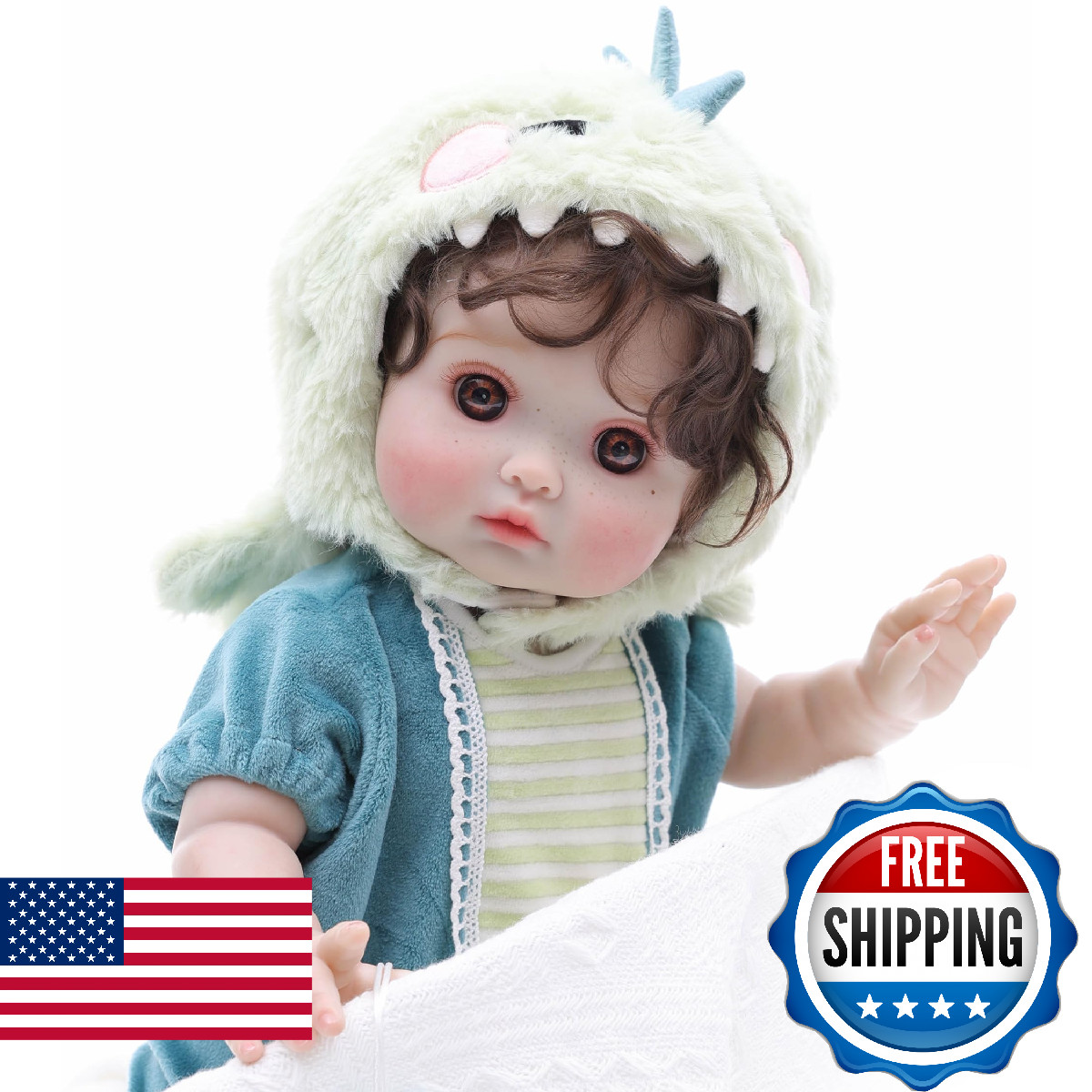 Cloveray Reborn Toddler Baby Doll Boy with Freckles – 18 Inch Realistic Full Vin