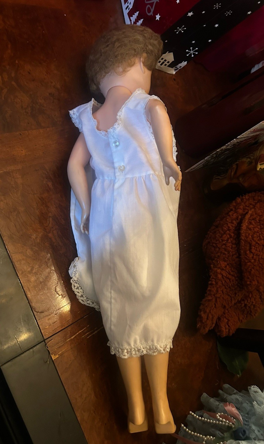 Vintage 24” Arrow Hard Plastic / Rubber Doll Girl Green Sleepy Eyes Marked