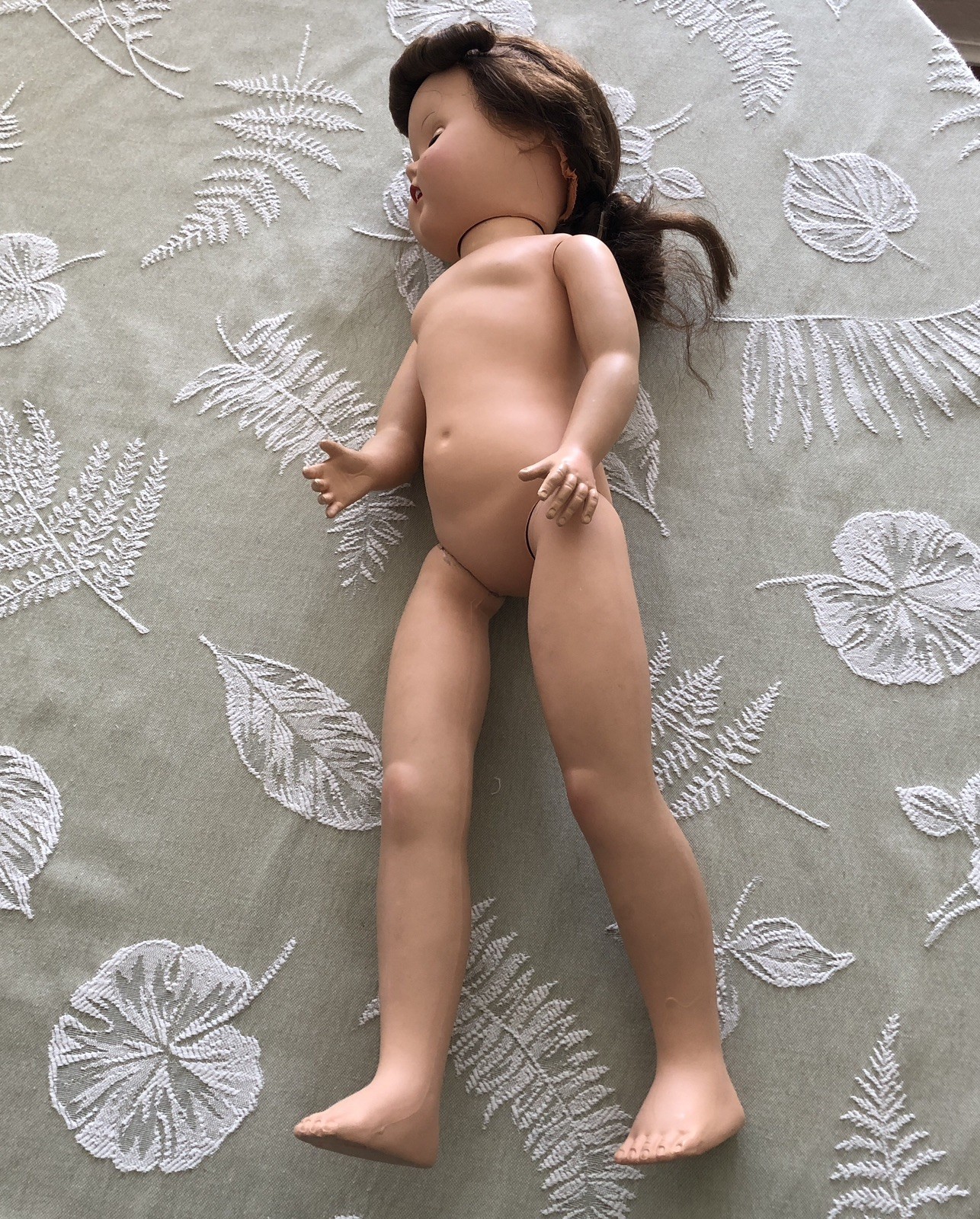 Vintage 20” Hard Plastic Walker Doll Sleepy Eyes Open Mouth Teeth Marked 210