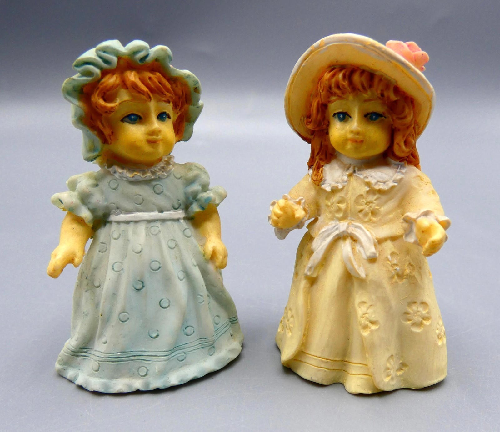 Enesco Resin Girl Figurines x2 – 5cm Tall – Vintage Style Collectibles