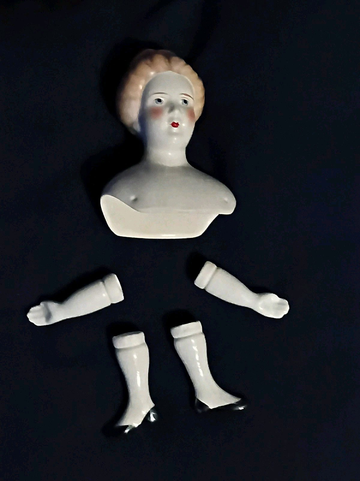 Antique China/Porcelain Doll Head Legs And Arms Very Tiny Doll Parts