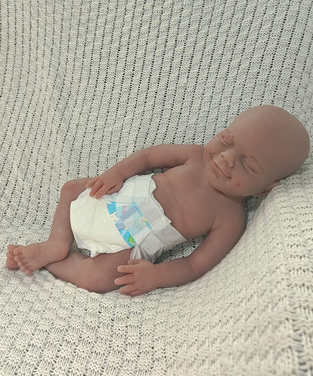 6.82lbs Full Body Platinum Silicone Reborn Baby Doll 45cm Sleeping Newborn#Brown
