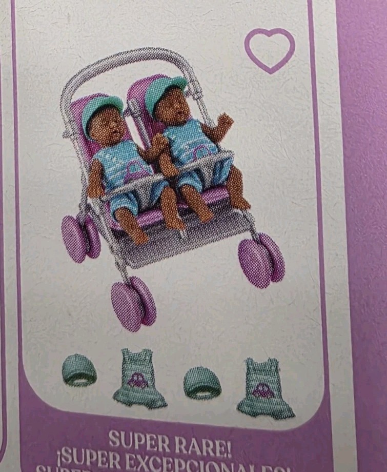 Zuru MY MINI BABY PURPLE STROLLER AFRICAN AMERICAN TWINS BOYS Sealed Bags