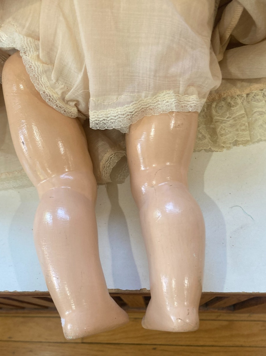 Vintage Compostion Doll with Molded Reddish Hair& Painted Blue Eyes 21 in. 1930s