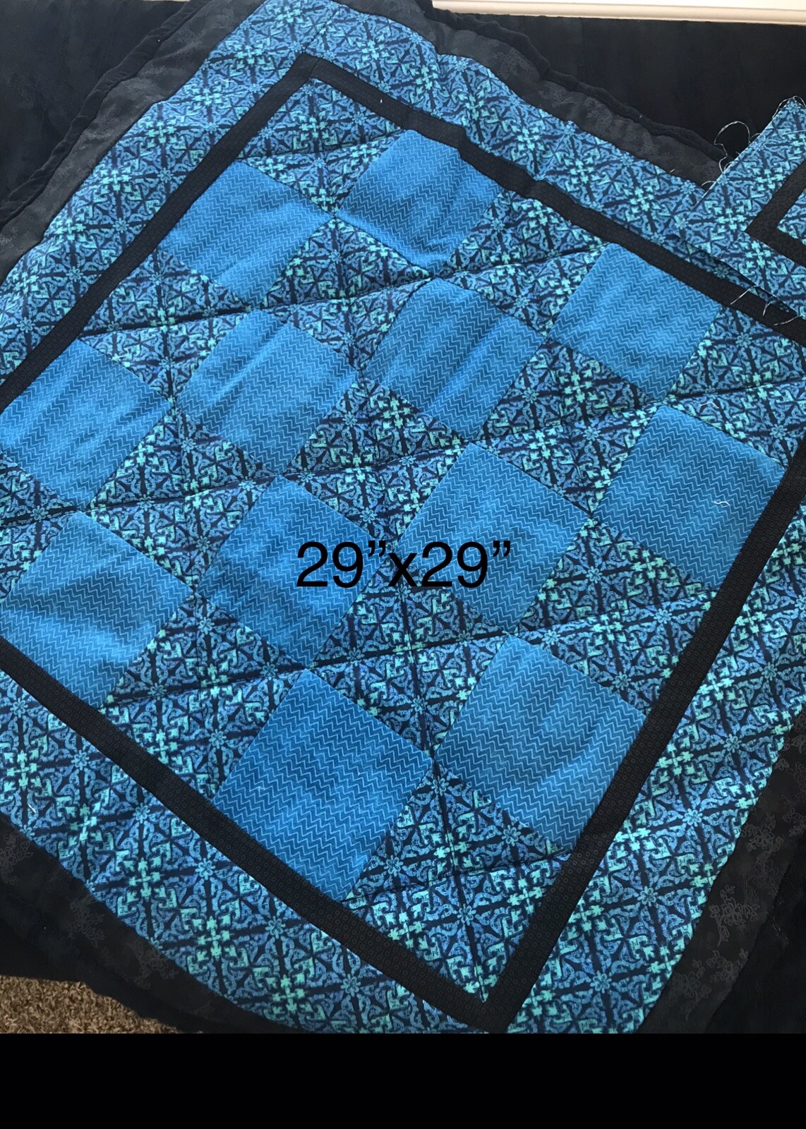 Blue Lg. Patchwork Doll Quilt Set~Made For American Girl or Other 18” Pollys Rox