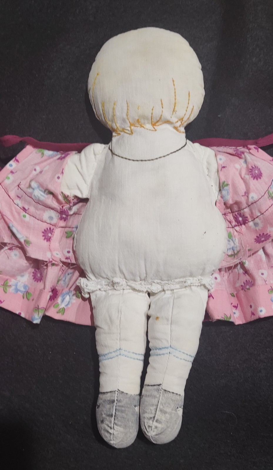 2X’s Vintage Dolls /Embroidered Face / All Fabric / Very Old / Rare Fine