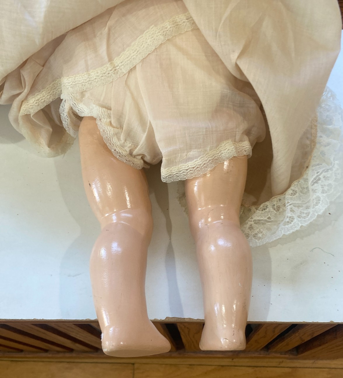 Vintage Compostion Doll with Molded Reddish Hair& Painted Blue Eyes 21 in. 1930s