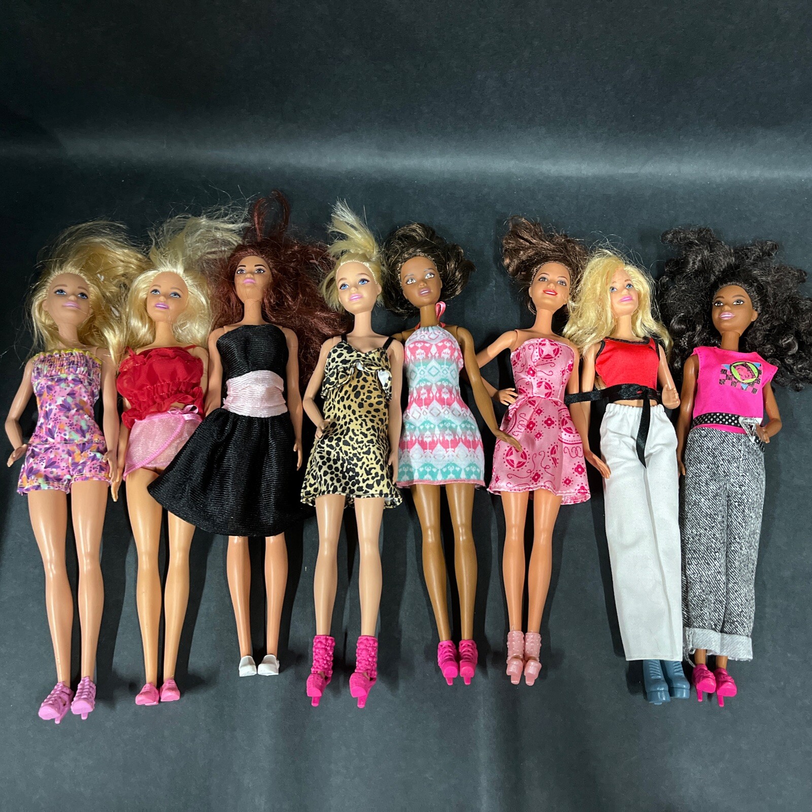 Lot Of 8 Mattel Fashion Barbie Dolls in Various Styles Outfits & Shoes 2015