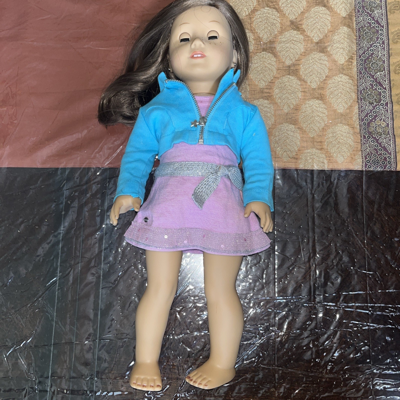 American Girl Look Alike Doll – Brown wavy Hair, Blue eyes, Pierced Ears