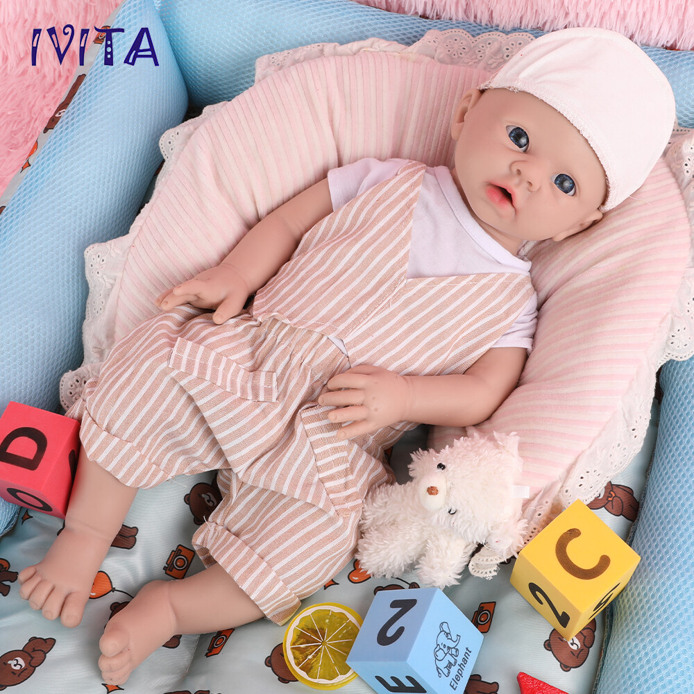 IVITA 20″ Lovely Smile Boy Infant Lifelike Reborn Baby Full Body Silicone Doll