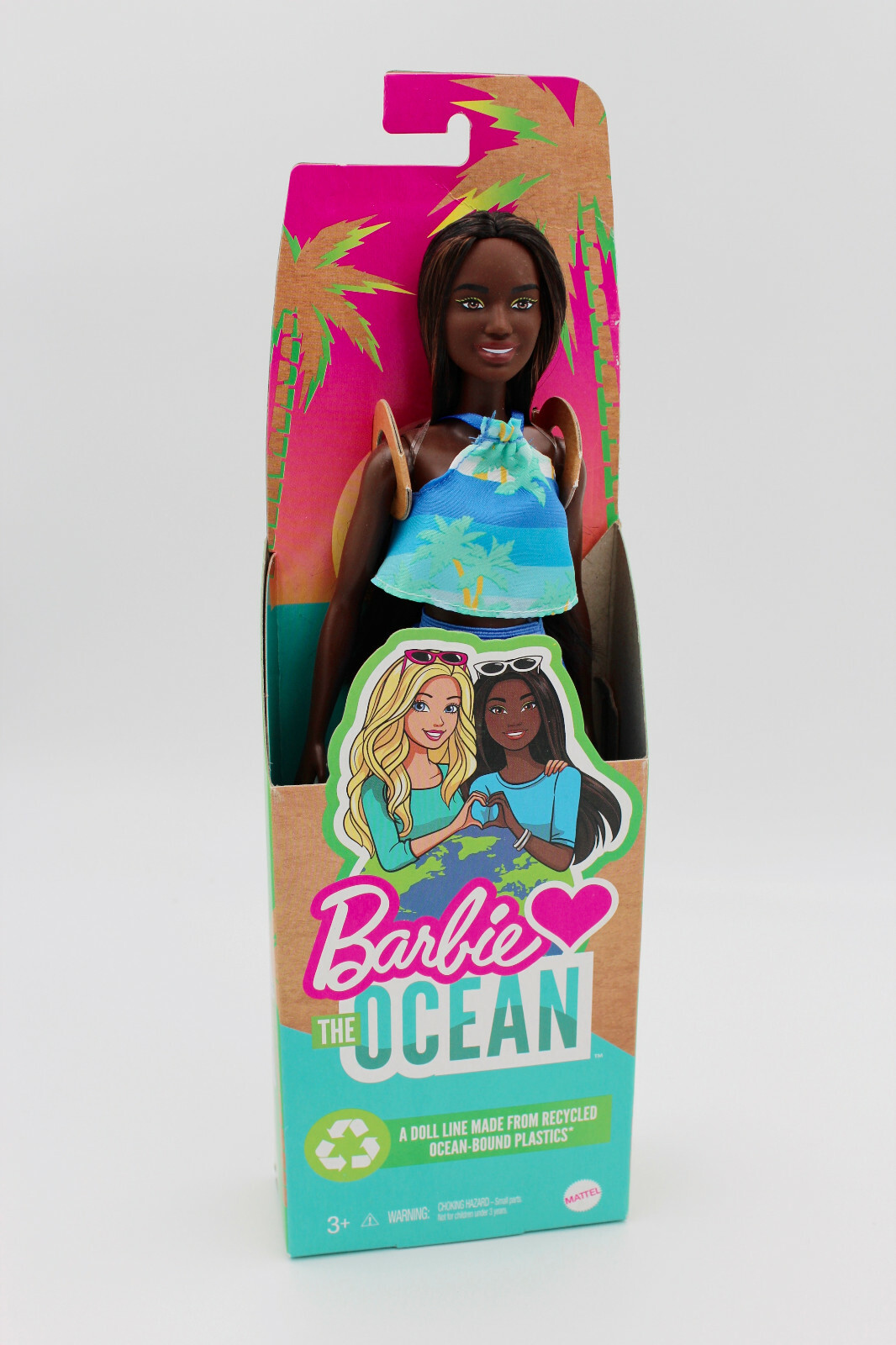 Barbie Loves The Ocean Beach-Themed Doll (11.5-inch Brunette), Made from Recycle