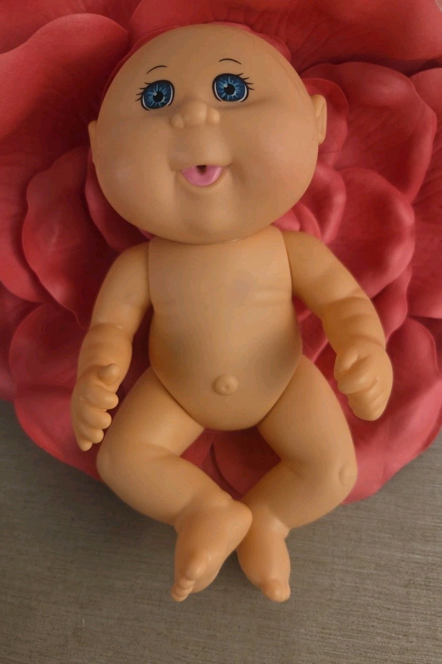 2015 Cabbage Patch Preemie hard Plastic Body, Bald,blue Eyes Drainage holes 9″
