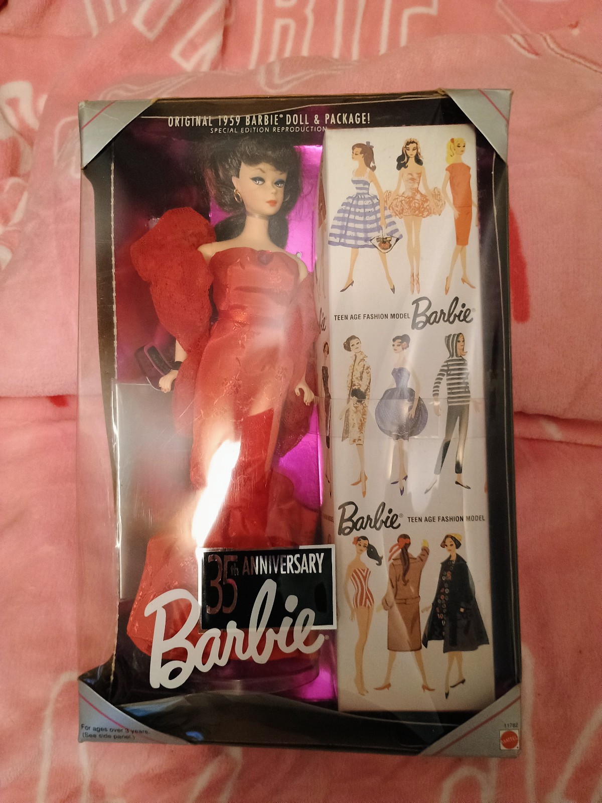 1959 Barbie 35th Aniiversary Series 1993 Reproduction, Red Dress, Box Damage