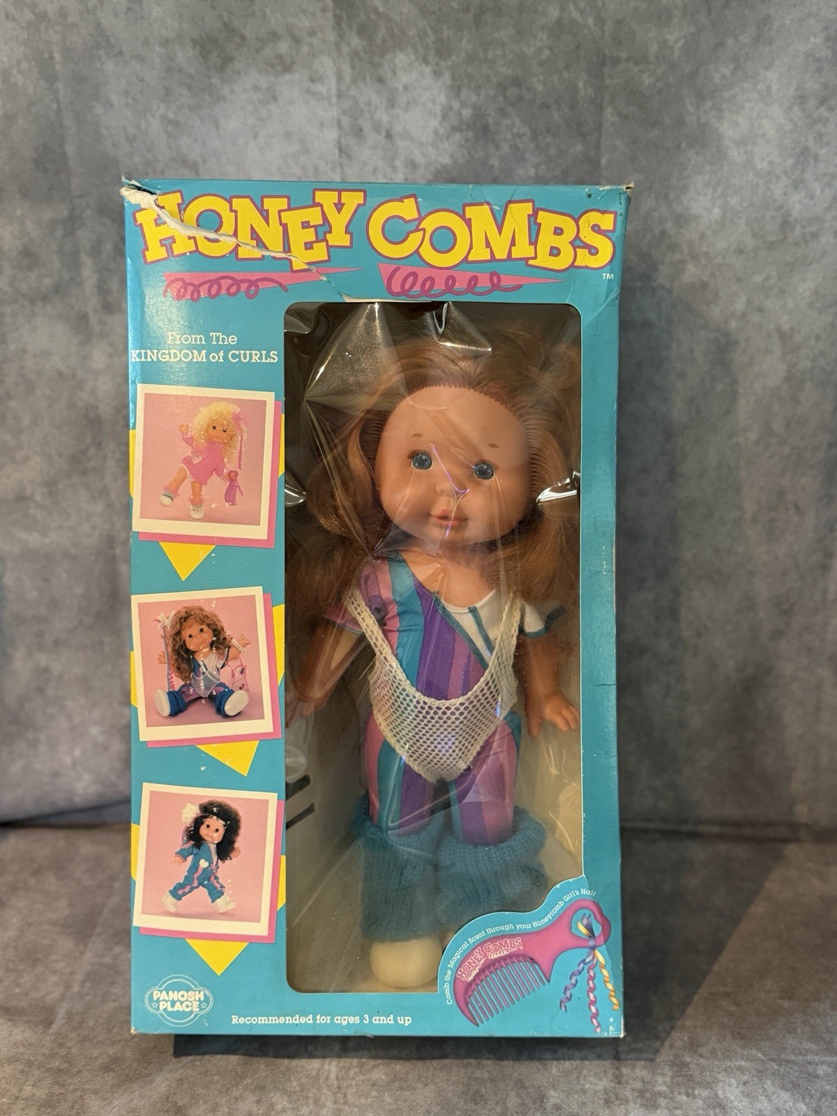 HONEY COMBS Panosh Place Doll 1985 Red Hair Blue Eyes 17″ Exercise Outfit Shoes