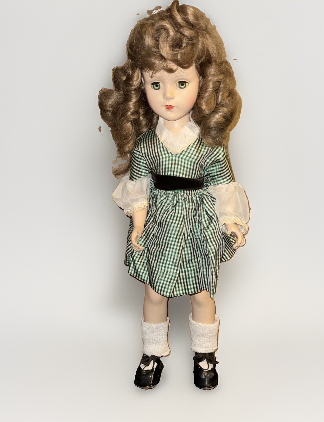 Vintage 50’s American Character Sweet Sue Walker 21” Doll In Checkered Dress