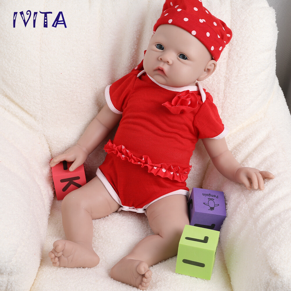 IVITA 20inch Full Silicone Adorable Girl Doll Reborn Baby Lifelike Newborn Doll