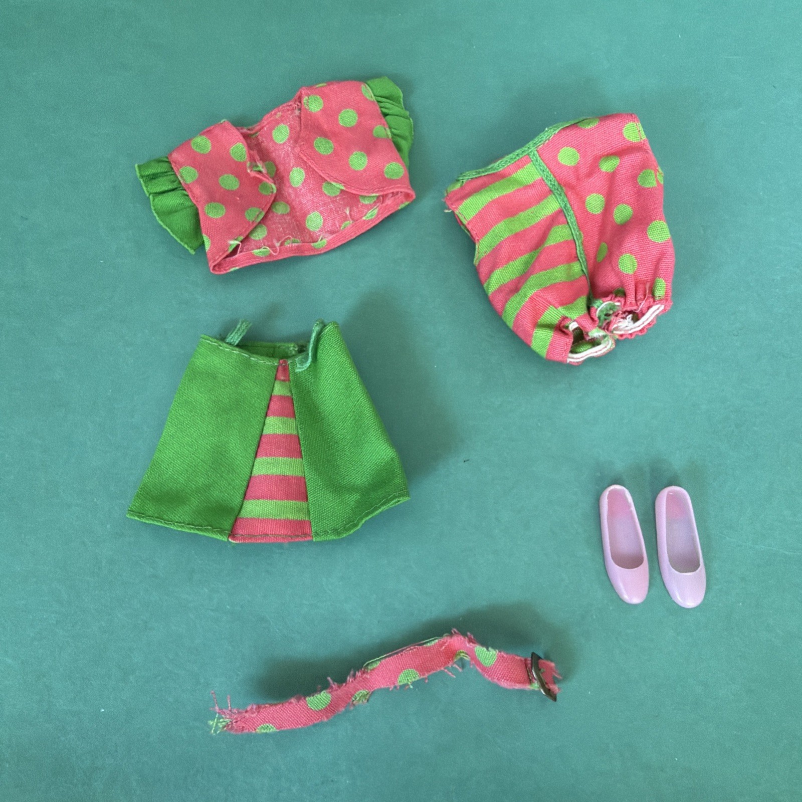 Vintage Barbie SKIPPER 1967 Pink Green Lollapaloozas Outfit #1947 Japan 5 Pieces