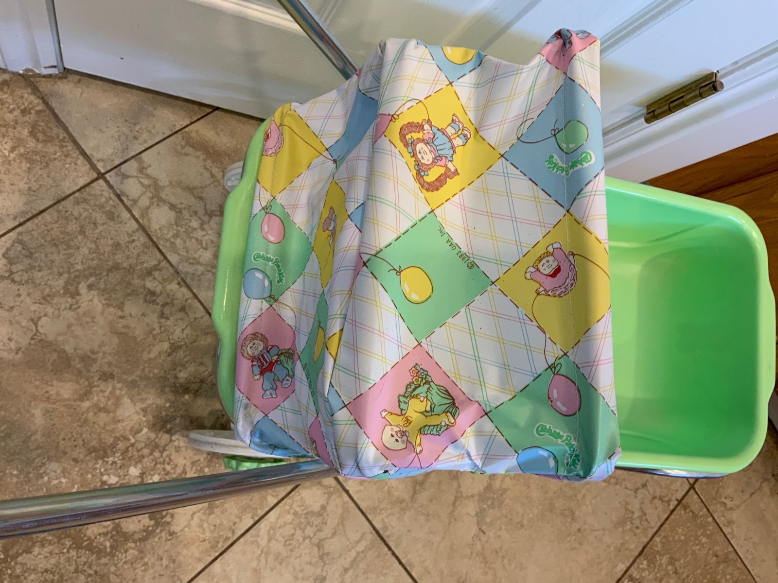 Vintage Cabbage Patch Kids Doll Stroller Green Tub Original 1980s Very Good
