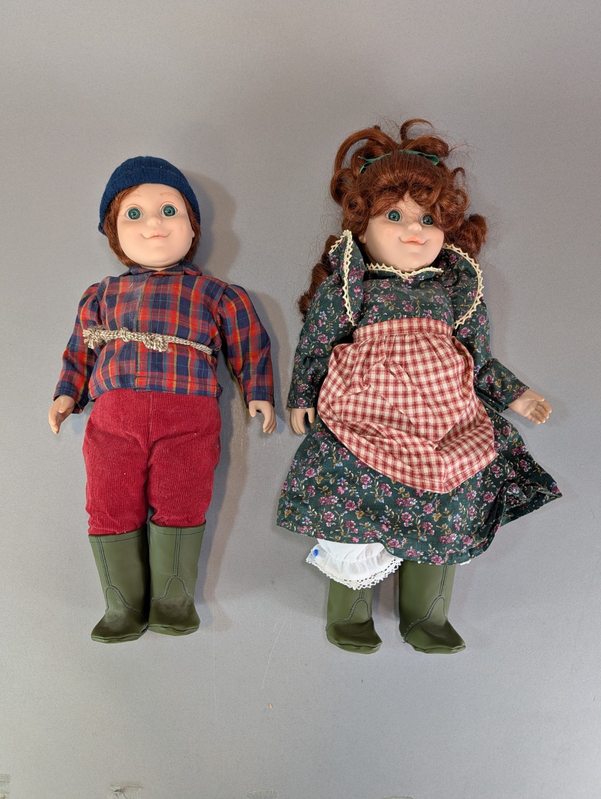 Vintage Granny World 17″ Vinyl Dolls Irish Twins Grandson Granddaughter Boy Girl