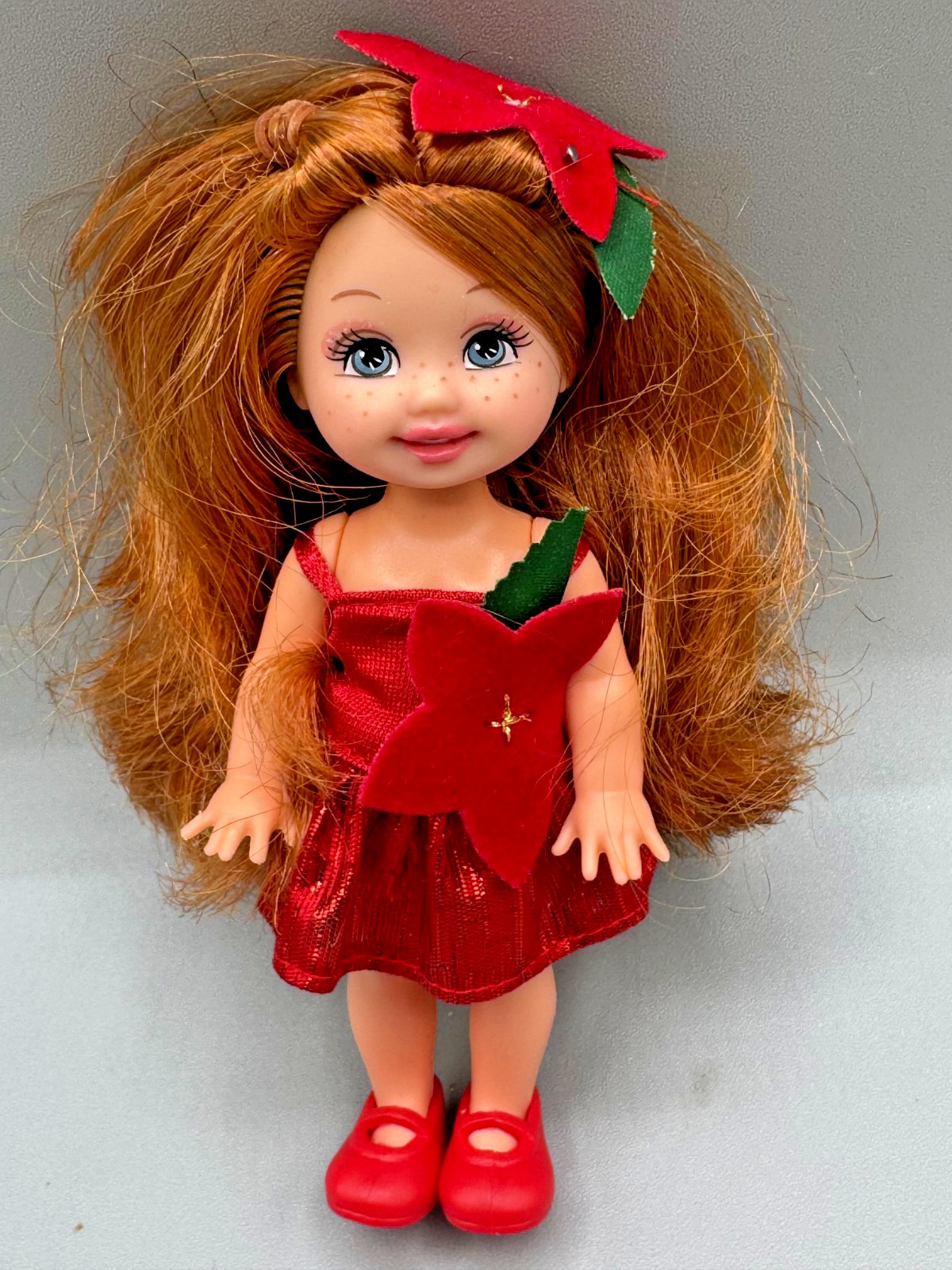 ~DS LOT E DRESSED BARBIE DOLL KELLY CLUB CHRISTMAS HAPPY HOLIDAYS POINSETTIA