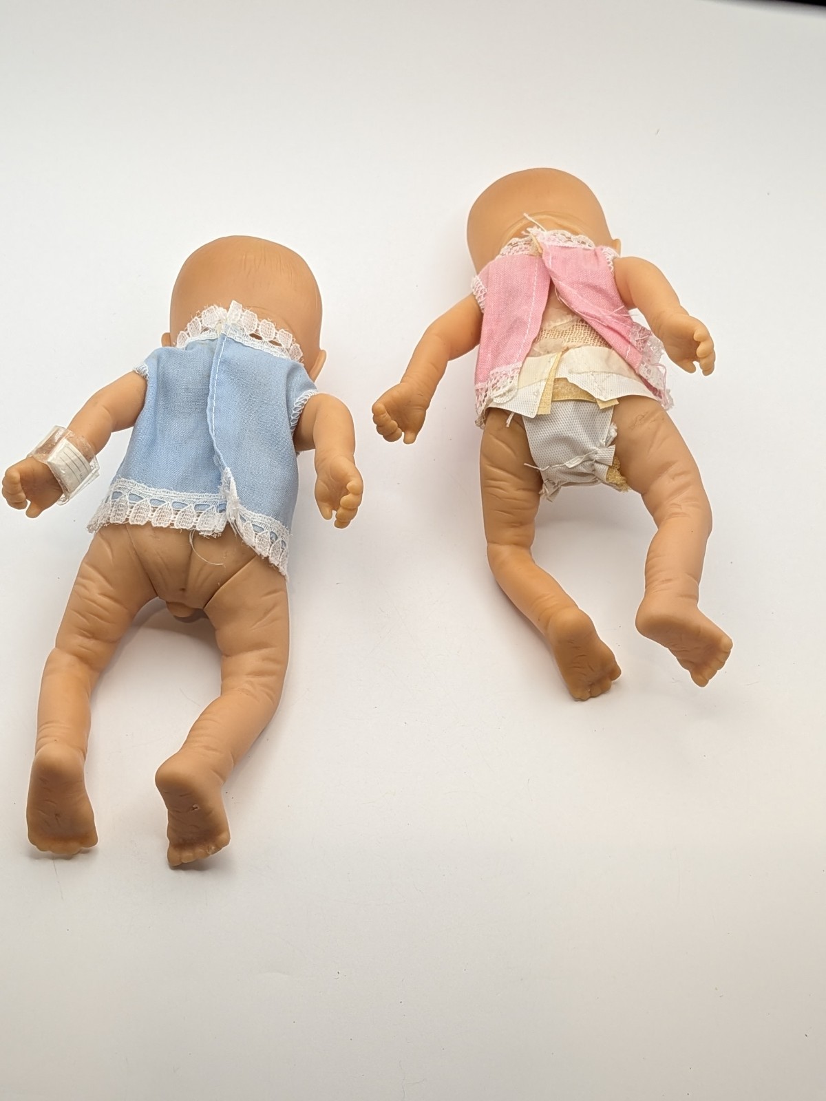 Vtg Realistic Anatomically Correct Twin Newborn Baby Dolls Boy & Girl 7″