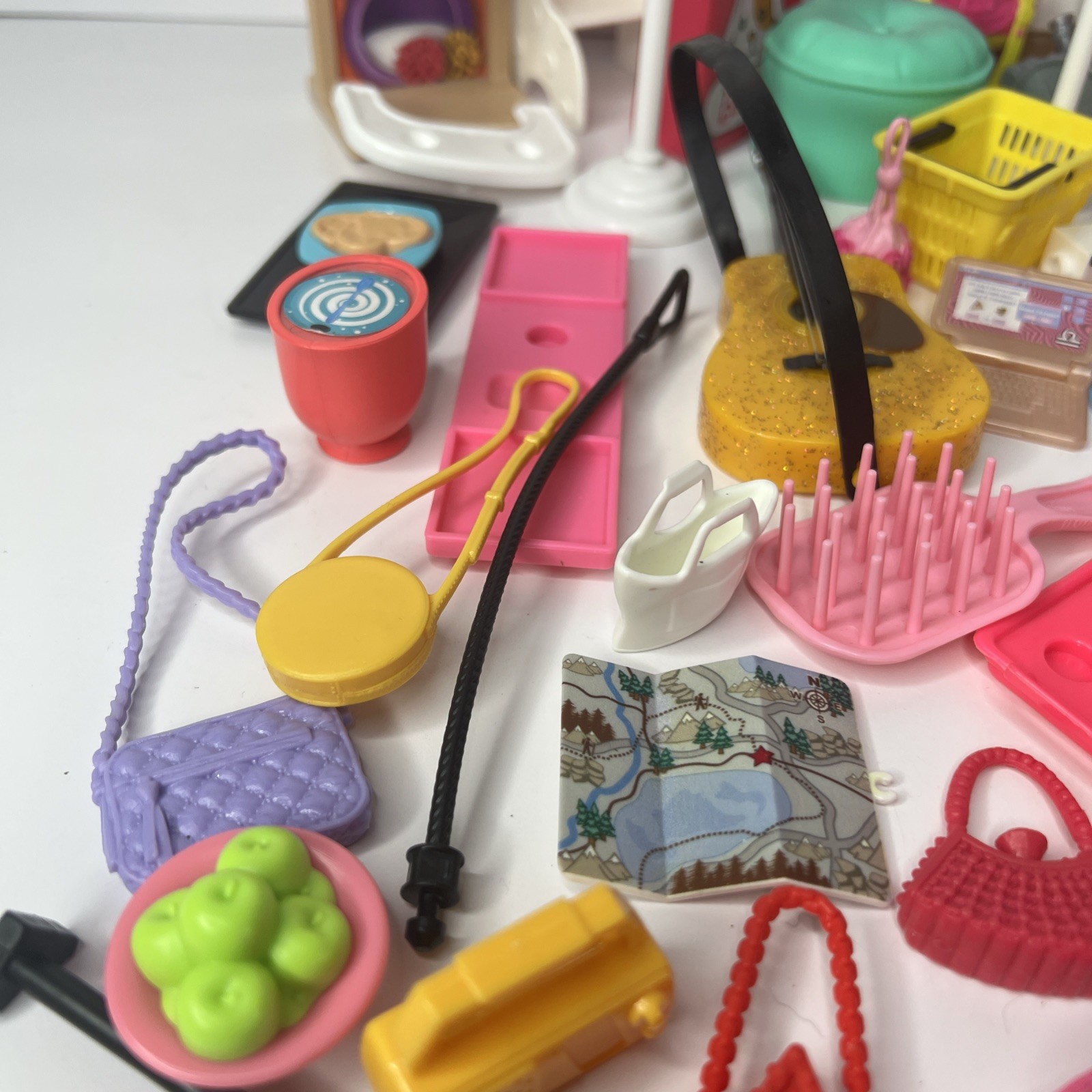 90 Pieces Barbie & Small Doll Assortment Of Accessories Toy Lot Junk Drawer Lot