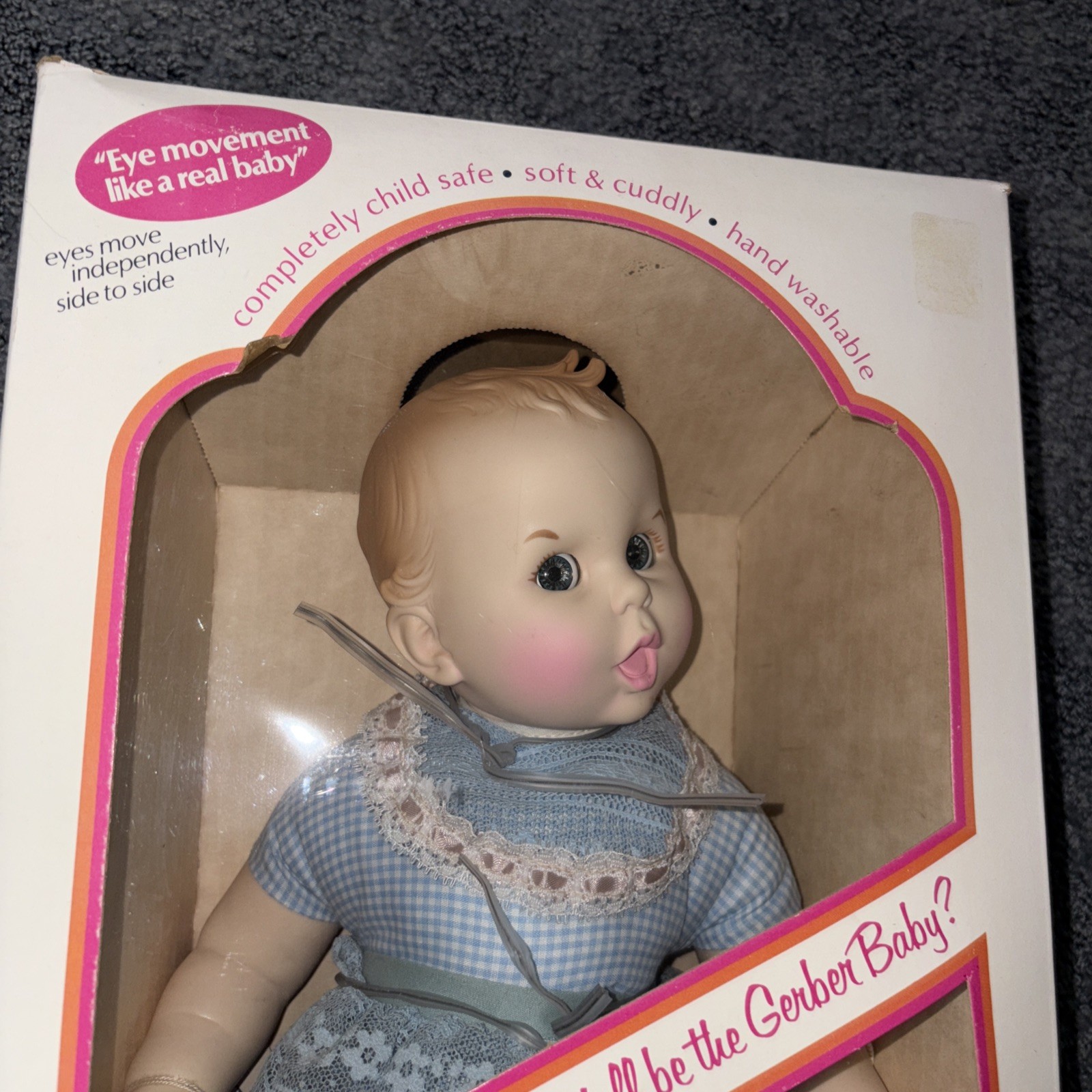 78 inv 1979 Vintage Gerber Baby Doll 17″ (Atlanta Novelty ) ROLLING Blue EYES